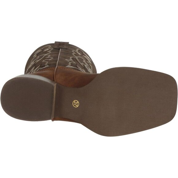 🆕Women Dark Brown Faux Leather Western Cowboy Boots Distressed Cowgirl Fashion - Picture 4 of 6